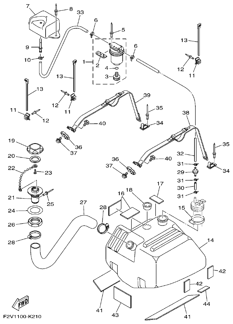 Yamaha VX700-K-F2V1-2011(OMNMARKET-PUREWHITE) FUEL TANK parts diagram